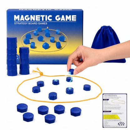 Magnet Game with String, Magnetic Chess Game with Stones, Family Games for Kids and Adults,Kids Board Games for Party & Travel & Camping,Puzzle Strategy Games, 2 Player Games(20PC Stones)