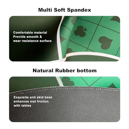94 x 47 Inch Poker Mat with Stronger Sewn Edges, 10 Players Texas Hold'em Poker Rubber Mat Poker Topper for Tables, Folding Portable Poker Table Top Layout w/Carrying Bag for Poker Games, Blackjack - color: 94x 47 Inch Green