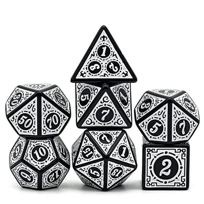 DND Dice Set -D&D Polyhedral Dice (7 Pcs) with Gift Leather Dice Bag for Dungeons and Dragons Role Playing Dice Games RPGs (Dice-White with Black Edge) - color: Dice-white With Black Edge
