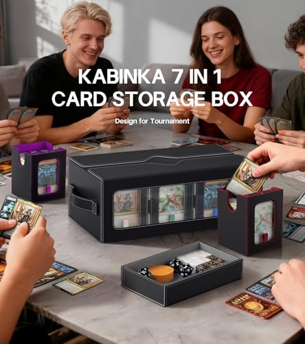 Kabinka MTG Commander Deck Box, 6-Deck Modular Card Case with Dice Tray - Holds 600+ Double-Sleeved Cards, 35PT Magnetic Holders & 100 PCS Card Sleeves for TCG/EDH (Multicolor) - color: Multicolor