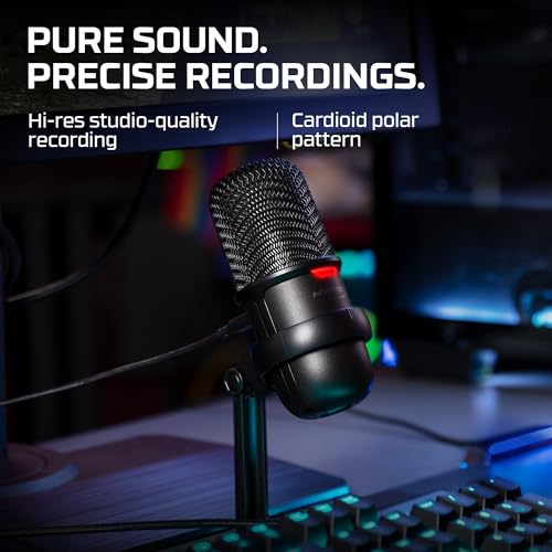 HyperX SoloCast USB Condenser Microphone Tap-to-Mute Sensor Card for Gaming Streaming Podcasts Twitch YouTube Discord - Black (Renewed)