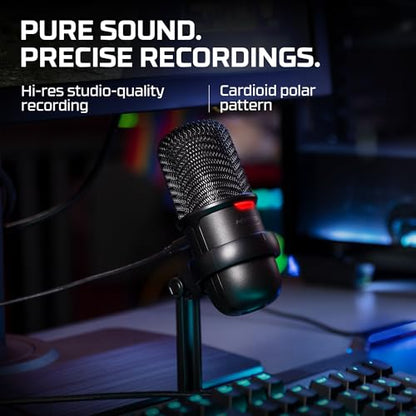 HyperX SoloCast USB Condenser Microphone Tap-to-Mute Sensor Card for Gaming Streaming Podcasts Twitch YouTube Discord - Black (Renewed)