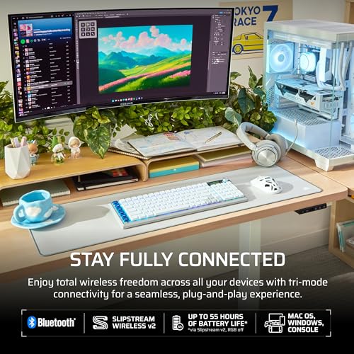 Corsair Vanguard AIR 99 Wireless RGB Gaming Keyboard – US QWERTY – White | 99% Layout, Low-Profile, Optical-Mechanical, OPX Switches, 8000Hz, Stream Deck Integration, Flashtap SOCD - color: White