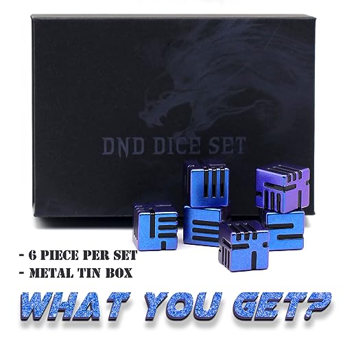 FONVGOGO Line Metal D6 Dice 16mm, Die 6 Unique Dice Set Great for DND RPG Dungeons and Dragons (D6 Dazzle Black) - color: D6 Dazzle Black