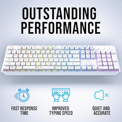 KLIM Chroma White Wireless Keyboard – RGB Backlit, Rechargeable Battery, Wireless Keyboard with Water-Resistant Durable Design, Compatible with PC, Mac, PS4, PS5 - color: White