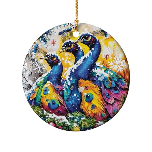 Snowy Mountain Watercolor Design 2 Ceramic Ornament For Home Decorations Xmas Tree Hanging Ornament Gifts for House Warming Christmas Gift Keepsake - size: Oval, style: Style 2