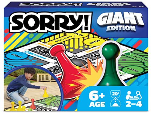 Spin Master Games Sorry! Giant Edition Classic Board Game for Kids | Classic Sorry! Game With A Giant Twist, Oversized Vinyl Gameboard, Active Indoor Or Outdoor Family Fun, 2-4 Players, Ages 6+ - style: Giant Sorry!