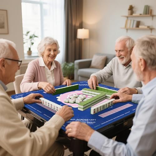 Mahjong Mat, 33"x33" Non-Slip Noise Reduction Gaming Mat for Table, 3mm Thickened Multi Purpose Table Cover for Mahjong/Card/Board Tile Games/Dominoes (Pink)