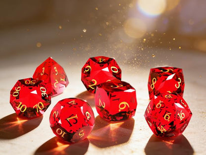 Crystal Amethyst Polyhedral Dice Set for DND (7-Piece) - Hand-Polished Gemstone Gaming Dice for Dungeons and Dragons & Tabletop RPGs, with Gift Case - color: Sj-004