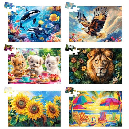 6 Pack 36 Large Piece Puzzles for Seniors, Dementia Alzheimer's Products Activities for Elderly Adults,Alzheimer’s Puzzle Memory Cognitive Games Easy Jigsaw Puzzle Gifts with 6 Storage Bags - style: 36 Large Pieces