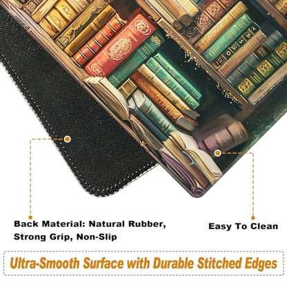Ergonomic Desk Mat, Large & Small Mouse Pads + Wrist Rest, Anti-Slip, Memory Foam for Home Office Gaming (23.611.8in), Library Bookshelf - color: Library Bookshelf