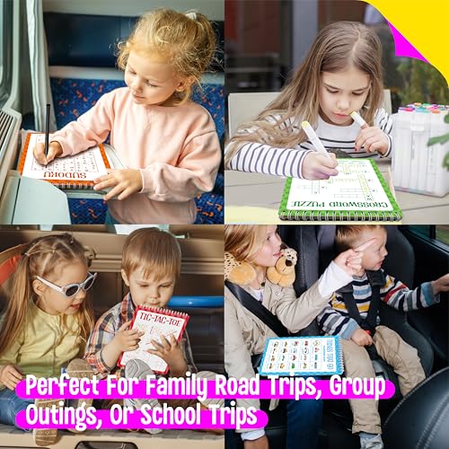 Logic Puzzles Game Pad, 30 Reusable & Erasable Logical Thinking Games-Sudoku, Scavenger Hunt, Math Games, Dry Erase Brain-Boosting Puzzles Activities Pad for Kids, Road Trip, Airplane & Car Travel - style: Game Pad