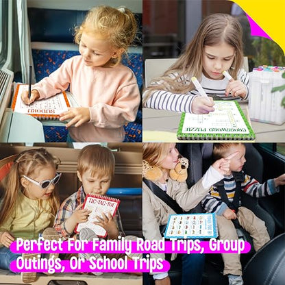 Logic Puzzles Game Pad, 30 Reusable & Erasable Logical Thinking Games-Sudoku, Scavenger Hunt, Math Games, Dry Erase Brain-Boosting Puzzles Activities Pad for Kids, Road Trip, Airplane & Car Travel - style: Game Pad