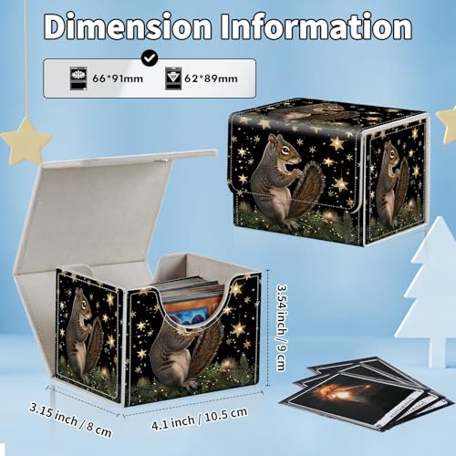 for MTG Commander Deck Box,Card Deck Box for Trading Yugioh MTG,Fits 100 Double Sleeved Cards,PU Leather Strong Magnet Case for Magic Commander TCG CCG,Cute Squirrel Star - color: Cute Squirrel Star