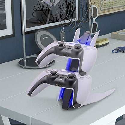 PS5 Controller Charger, PlayStation 5 Controller Charging Station with LED Light and Charger Cable