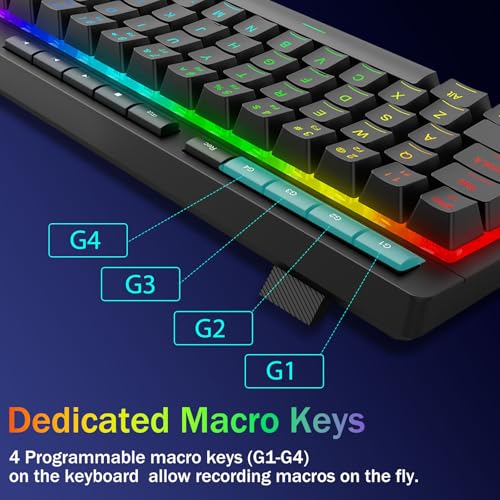 Redragon Wired Gaming Keyboard, RGB Backlit, 60% Compact Membrane Keyboard | Whisper-Quiet with Programmable Macro and Multimedia Keys, Anti-ghosting, Spill Resistant for Win/MAC/PS/Xbox