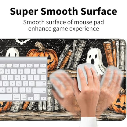 Bookshelves and Pumpkin for MTG & TCG Playmat Mouse Pad,BFDHGQZC 24" x 14" Game Mat for MTG/RPG/CCG Trading Card Game Playmats Table Mat Perfect for Card Games Video Games Computer Office - color: Bookshelves and Pumpkin
