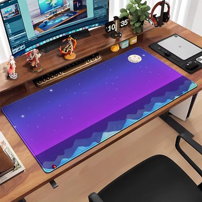 Purple Large Gaming Mouse Pad Extended Kawaii Cute Desk Mat Pad Anime Mousepad XXL Night Keyboard Pad Computer Laptop Mouse Mat Office Desktop Decor Pad 31.5x15.7 in - color: Purple Pixel Art