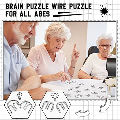 Set of 90 Metal Brain Teaser Puzzles with Pouch, Steel Puzzle Games Physics Mind Metal Wire Puzzles for Adults Basket Stocking Stuffers for Teen Boys Girls Kids Desk Trinkets Challenge Gift