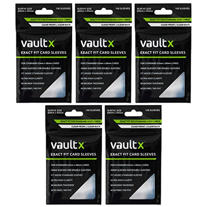Vault X Exact Fit Sleeves (500 Pack) Perfect Inner Sleeves for Trading Cards, Clear - size: Clear 500 Pack