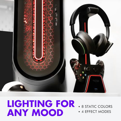 Tilted Nation 3 in 1 Gaming Headset and Controller Stand for PS5 and Xbox Series X Charging Station - Game Controller Holder and Headphone Stand for Desk with PlayStation and Xbox Magnetic Charger - color: Black