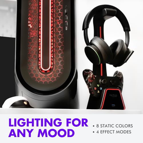 3 in 1 Gaming Headset and Controller Stand for PS5 and Xbox Series X Charging Station - Game Controller Holder and Headphone Stand for Desk with PlayStation and Xbox Magnetic Charger - color: Black