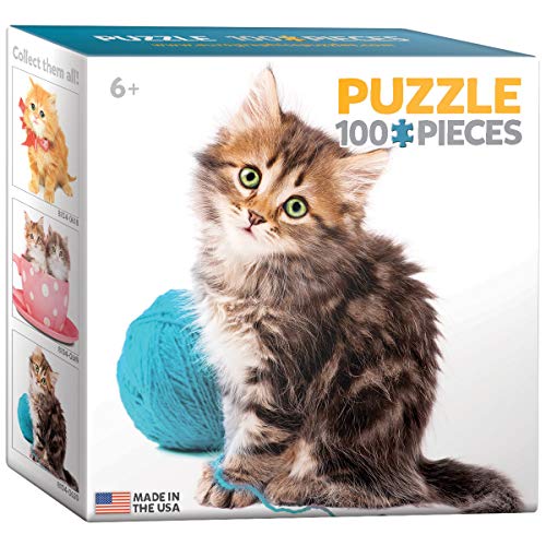 EuroGraphics Cat with Wool Mini Puzzle (100-Piece), 8104-0620, Multi - size: 100 Piece Puzzle, style: EuroGraphics Cat with Wool Mini Puzzle (100-Piece)