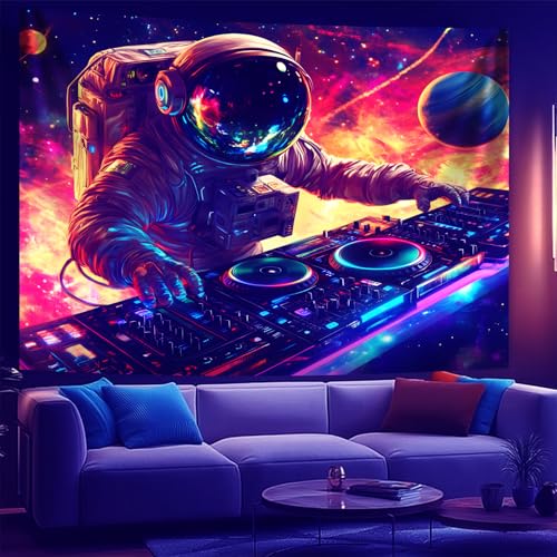 NYZE Astronaut Space Tapestry for Bedroom, Glow in the Dark Room Decor Wall Tapestries, Cool Galaxy Planet Wall Hanging, Wall Hanging for Men Guys Gamer Room Dorm Living Room 90x70 in - color: Astronaut G, size: 90"L x 70"W
