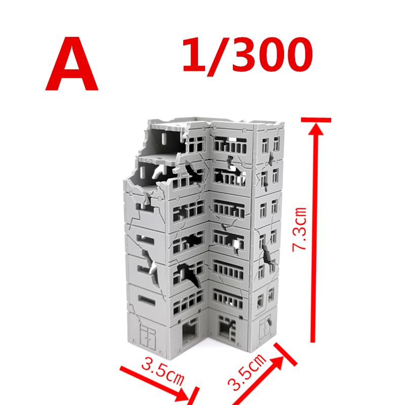 Mycity 1/300 Scale Battle Destroyed Buildings in a Mini City Scene (A)