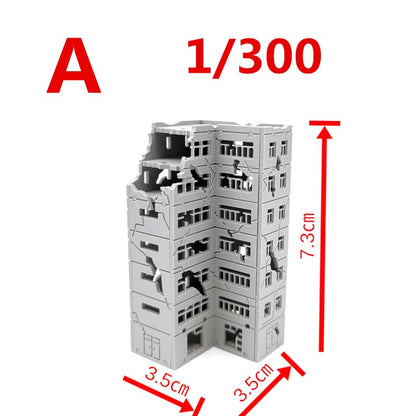 Mycity 1/300 Scale Battle Destroyed Buildings in a Mini City Scene (A)