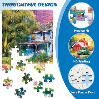 500 Pieces Puzzle for Adults,Country Life Puzzle,Recycled Cardboard Nature Landscape Jigsaw Puzzles 500 Piece,Challenging Game Home Decor Birthday Party Gift Toy for Adults Seniors 20.5 * 15 in - style: Countryside Scenery