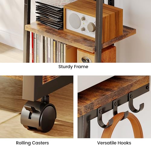 Homeiju AV Media Stand with Charging Station & APP-Controlled RGB Lights | Wooden Entertainment Center, Gaming & TV Stand, Storage for PS5/Xbox/Stereo & DVD Organizer