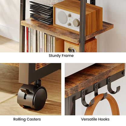 Homeiju AV Media Stand with Charging Station & APP-Controlled RGB Lights | Wooden Entertainment Center, Gaming & TV Stand, Storage for PS5/Xbox/Stereo & DVD Organizer