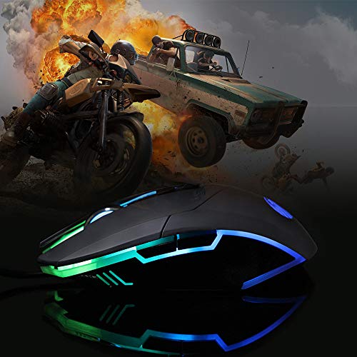 Wired Gaming Mouse with Side Buttons, Ergonomic Mouse with 4 LED Backlight Modes Up to 3200 DPI for Laptop/PC/MacBook Pro E-YOOSO X-5