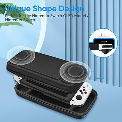 FINTIE Carrying Case for Nintendo Switch / Switch OLED Model (2021) | Shockproof, Hard Shell Protective Cover, Portable Travel Storage Bag, 10 Game Card Slots & Inner Pocket - color: Black