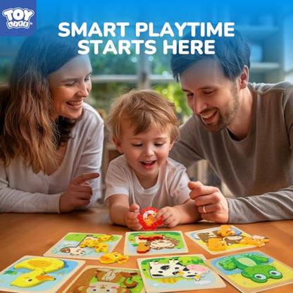 TOY Life Toddler Puzzles Ages 2-4, Wooden Puzzles for Toddlers 1-3, 7 Pcs Animals Puzzle 2 Year Old, Montessori Toddler Boys Girls Toys 2-3, Educational Gift Learning Toys for 2 Year Old - style: Farm Animals