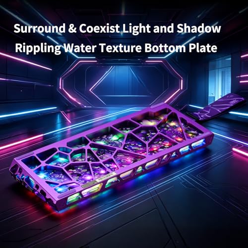 IROK MG63 64 Keys Wired Magnetic Switch Keyboard, 512KHZ All Keys Scan Rate, PCB Nano-Coating Waterproof, ARGB Light and Shadow Coexist 8KHZ/CNC Carved Aluminum Gaming Keyboard (Purple) - color: Purple