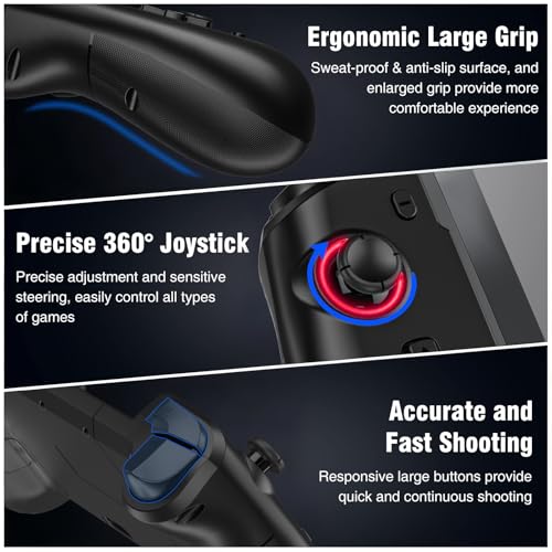 Switch Controller for Switch/Switch OLED, Rechargeable Plug-in Switch Controller, One Piece Ergonomic Grip Switch Controller for Handheld Mode with Turbo,Dual Vibration,6-Axis Motion Control,Red-Blue