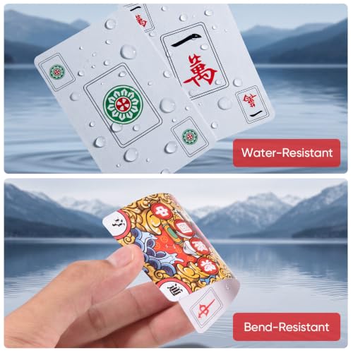 4Pcs mah Jong Cards 2026 Mahjong Tiles 148, Suitable for 2-4 Players, Portable Storage Box, Waterproof and Durable, Suitable for Adults, Teenagers, Home, Travel, Gatherings and Camping