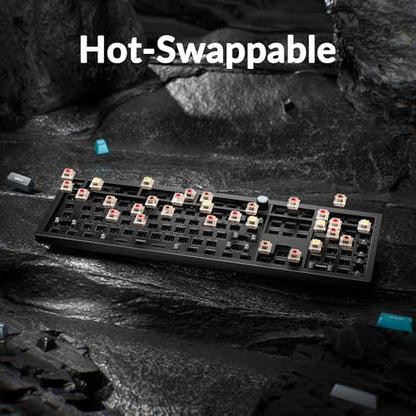 Keychron Q6 Ultra 8K Polling Rate Aluminum Wireless Mechanical Keyboard, 2.4 GHz/Bluetooth/Wired Full-Size Custom RGB, Hot-Swappable Silk POM Banana Switch for Mac Windows Linux - Black - color: Banana Switch