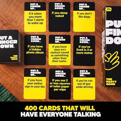 Put A Finger Down Party Card Game for Groups and Game Night | Party gameplay, Conversation starter, Group activity, Quick setup, Ages 14+, Social game night