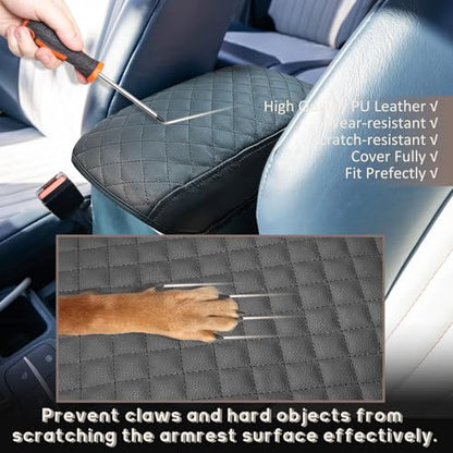 ramuel Center Console Armrest Cover for Ford Maverick 2022-2025 (Rhombus Black) | Rhombus Black,Anti-Scratch ，Non-Slip ，PU Leather ，Easy Install - size: for Maverick 2025 2024 2023 2022 (Rhombus Black)