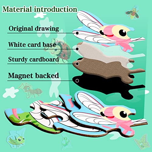 Magnetic Puzzles for Kids Ages 3-5, Travel Toddler Insect Puzzle Toy | Refrigerator Magnet Game for Ages 4-6, Learning & Birthday Gift for Boys, Car & Airplane Road Trip Quiet-Time Activity Toys - style: Insect