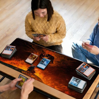 MTG Playmat TCG Card Game Mat Magic The Gathering Play Mat 24x14 Inch - color: Wizard Vs Flame Demon