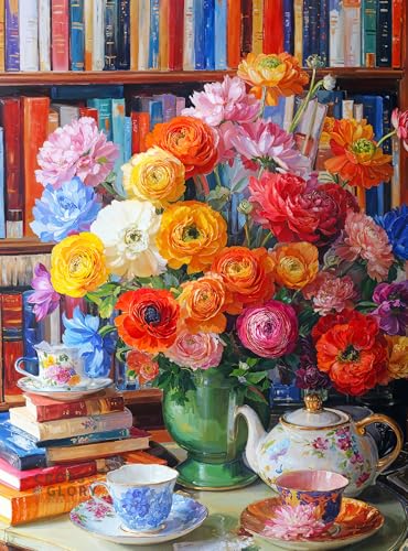 Cross & Glory - Ranunculus Rendezvous - 1000 Piece Jigsaw Puzzle for Adults | Colorful Floral Puzzle for Puzzle Lovers and Art Enthusiasts - color: Ranunculus Rendezvous