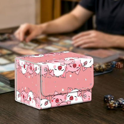 Card Deck Box for MTG Trading Cards with Magnetic Closure,Premium Card Storage Box Case Cover for TCG CCG Magic Cards,Cute Pink Pig - color: Cute Pink Pig