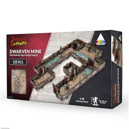 Dungeons & Lasers Prepainted Terrain Sets for DND and Tabletop RPG Games - 5E Compatible with 28mm-32mm Scale Miniatures - Modular Design for Fast Assembly (Dwarven Mine) - style: Dwarven Mine