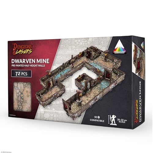 Dungeons & Lasers Prepainted Terrain Sets for DND and Tabletop RPG Games - 5E Compatible with 28mm-32mm Scale Miniatures - Modular Design for Fast Assembly (Dwarven Mine) - style: Dwarven Mine