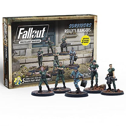 Modiphius Fallout Wasteland Warfare: Survivors: Reilly's Rangers - 5 Miniatures, 32mm Unpainted Resin Figures, Capital Wave RPG - style: Reilly's Rangers