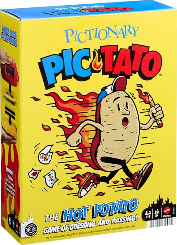 Mattel Games Pictionary Pic-Tato Drawing Game with 'Hot Potato' that Talks & Plays Music, Includes Erasable Markers & Boards, 3-8 Players Ages 8+ - style: Hot Potato
